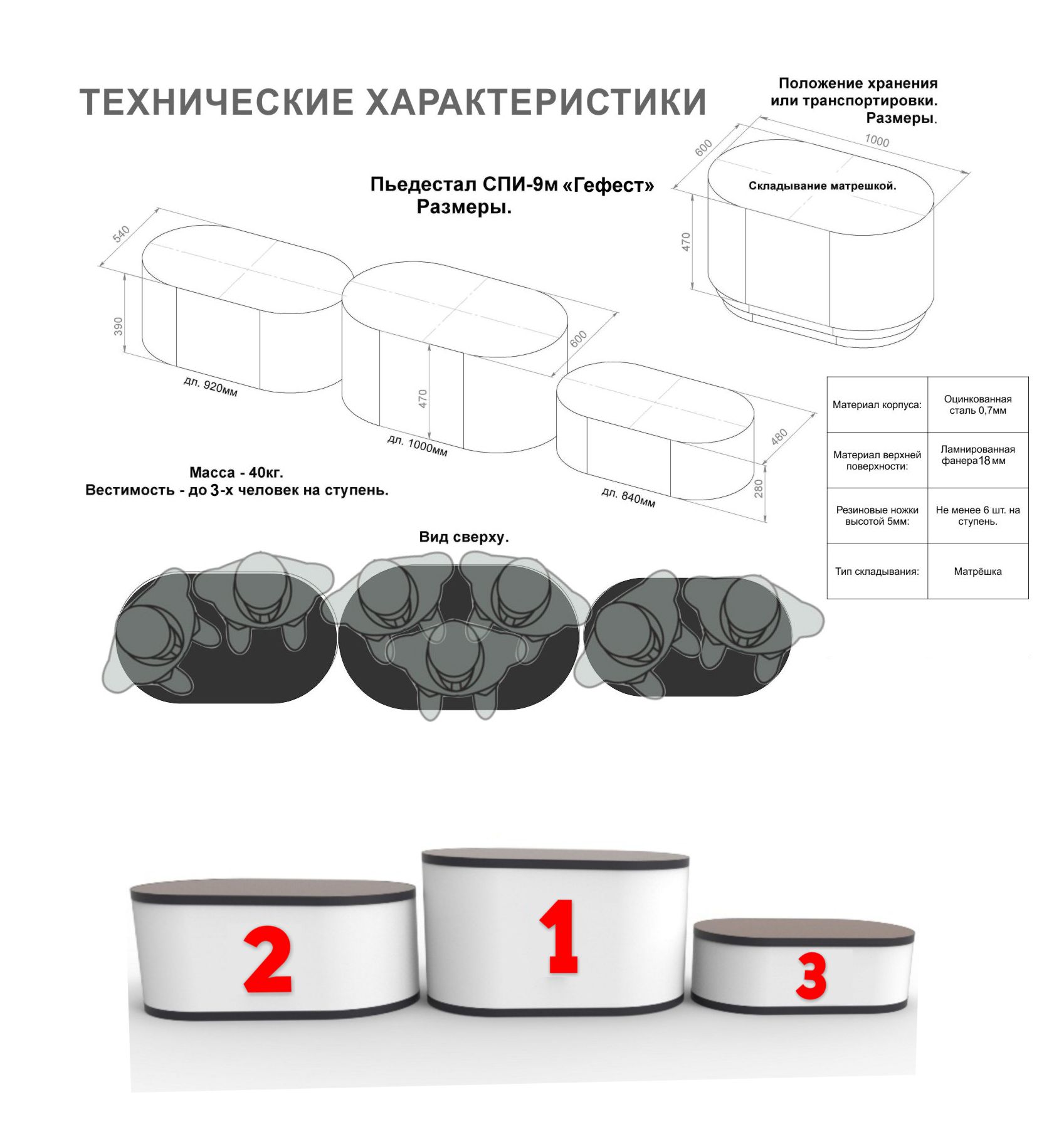 Пьедестал для награждения чертеж